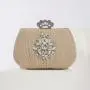 Women Party Evening Bag Pleated Shoulder Bag with Diamond Retro Dinner Handbag