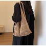 HR650 Women's Bag Knit Woven Hollow Mesh Pocket Fashion Working Bag Comfortable Portable Shoulder Female Girl Shopping Fruit Bag