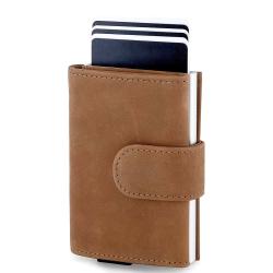 Wholesale business leather metal card holder wallet aluminium rfid pop up credit card holder
