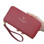 ZR811 Women's Wallet Long Handbag PU Single Zipper Deer Coins Wallet Purse Stylish Contrast Color Mobile Phone Bag Card Holder