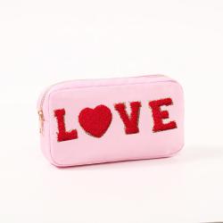 Stock S M L XL RTS Pale Pink DIY Personal Patch on Nylon Makeup Cosmetic Bag Best Valentines Love Gift Girls women's makeup bag