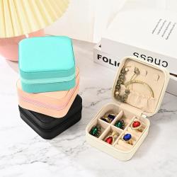 COM028 Custom Logo Mini Storage Box Jewelry Portable  Jewelry Storage Box Zipper Travel Jewelry Organizer New  Cosmetic Case