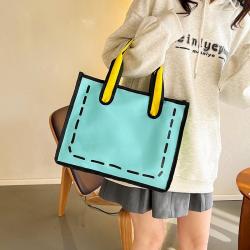 HR346 Women Cute 3D 2D Carton Bags Reusable Student Kids Children Handbag Boys Girls Gifts Nylon Shopping Tote Bags
