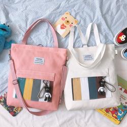 Crossbody Spring Canvas Bag Student One Shoulder Large Capacity Canvas Bag Korean Simple One Shoulder Bag