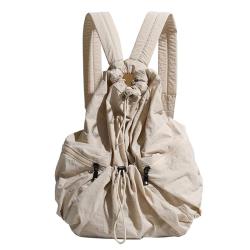 XL060 Lightweight Pleated Nylon Shoulder Bag Large Capacity Drawstring Back Shoulder Bag Korean Japanese Style Backpack