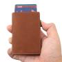 Custom Genuine Leather Pop up Card Holder Aluminum Wallet Crazy Horse Leather Metal Card Holder