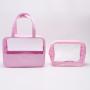 RTS Large Capacity Clear Makeup Bags With Chenille Letter Patches Waterproof Beach Transparent Toilet Cosmetic Bag with Handle