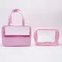 RTS Large Capacity Clear Makeup Bags With Chenille Letter Patches Waterproof Beach Transparent Toilet Cosmetic Bag with Handle