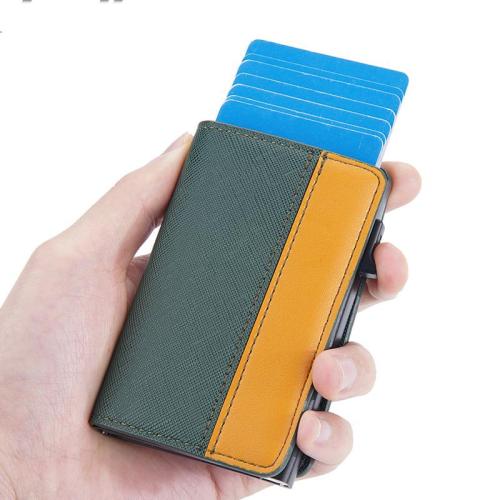 ZR319 2023 New Men's Card Bag European and American Contrast Color RFID Antimagnetic Anti theft Swipe Bank Card Bag