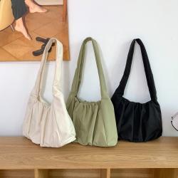 New product Fashion pleat design shoulder bags for women luxury handbags for women large capacity soft Nylon bag