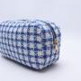 Fashion Lady Vintage Plaid Knitted Custom Logo Design Tweed Cosmetic Pouch Luxury Organizer Makeup Cosmetic Bag