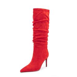 bottes femme Ladies Latest Autumn Winter Knee Boots Pointy Toe Slip On Stylish Long Boots Women Genuine Suede Knee High Boots