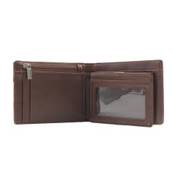 Factory Wholesale Business Travel Waterproof RFID Genuine Leather Men Money Clip Card Wallet With Double Flap Design