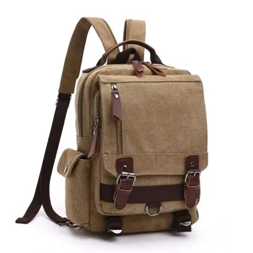 Hot Sale Casual Large Capacity canvas fabric backpack men shoulder back bag outdoor travel sling backpack for wholesale