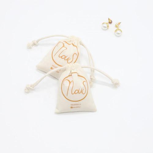 Customized Christmas Gift Pouch Mini Organic Cotton Muslin Drawstring Bags For Jewellery