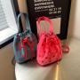 Direct Selling Korean Style Embroidered Drawstring Handbag 2024 New Single Shoulder Crossbody Bag Fashion Mini Bucket Bag