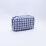 Winter Trend Soft Makeup Cosmetics Pouch Quilted Travel Toiletry Bag Checkered Cosmetic Bag Women Puffy Cosmetic Bag