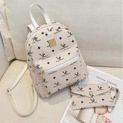 Factory Wholesale 2 pcs women's pu leather printed backpack small bags for women Korean student backpacks