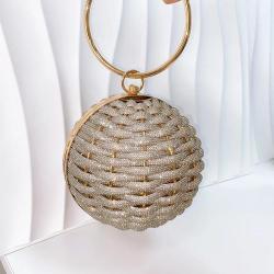 High quality Bridal Clutch Rhinestone Ball Shape Evening Bags Wedding Handbag Metal Evening Bags With Chains Decoration