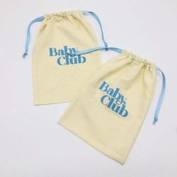 Custom Logo Printed Natural Cotton Baby Clothes Toy Storage Packaging Bag Gift Pouch Muslin Drawstring Cotton Dust Bag