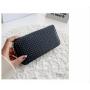 HR542 Women's Wallet With Long Zipper PU Leather Weaving Money Clip Card Holders Wallets for Man Phone Storage Handheld Bag