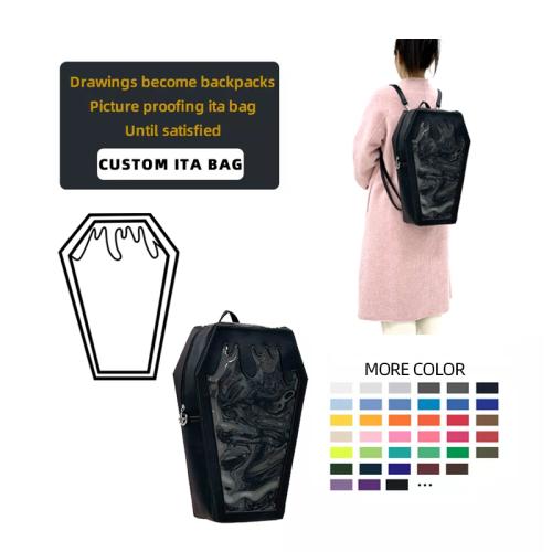 Custom private design Fluids Coffin Funny Ita Bag Dark Gothic Gothic Backpack Enamel Pin Anime Bag Shoulder Bag