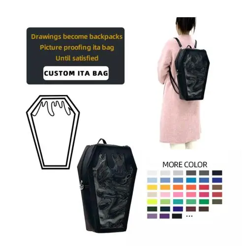 Custom private design Fluids Coffin Funny Ita Bag Dark Gothic Gothic Backpack Enamel Pin Anime Bag Shoulder Bag