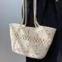 ZWY081 New Women Cotton Cord Weaving Beach Bag Summer French Cutout Shoulder Bag Wholesale Travel Vacation Shopping Tote Bag