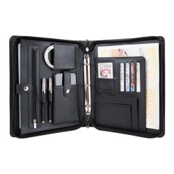 A4 Size PU Vegan Leather Document Zipper Padfolio Folder Office Resume Folder