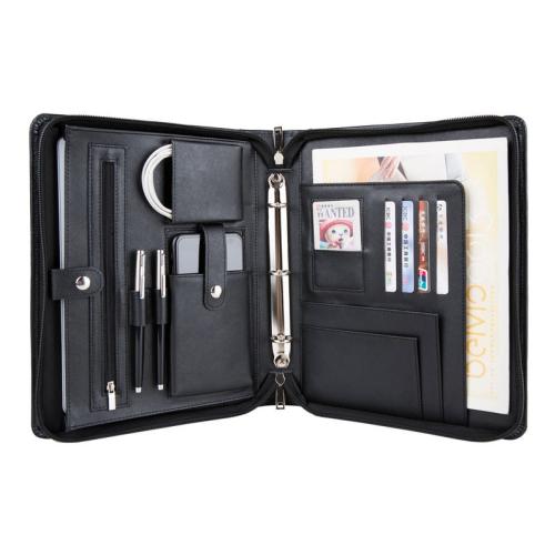 A4 Size PU Vegan Leather Document Zipper Padfolio Folder Office Resume Folder