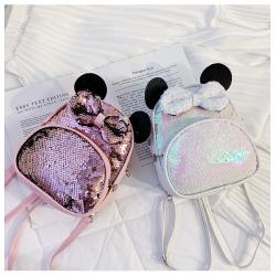 custom Lovely bow girl's Mini sequin backpack cute shining sequin leather backpack for kids
