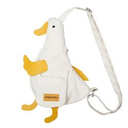 HR283 Fashion Cute Duck Canvas Messenger Bag for Women New Student Crossbody Shoulder Bag Trendy Funny Cute Cartoon Chest Bag
