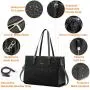 LOVEVOOK PU+Nylon 2pcs 15.6 inch Computer Tote Handbag Ladies Shoulder Bag Purse Business Work Briefcase Laptop Bag for Women