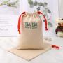 Custom Logo Printing Luxury Herringbone Jewelry Perfume Packaging Cotton Drawstring  Perfume Pack Gift Dust Bag with Ribbon