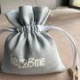 8*10cm Custom Cotton Linen Jewelry Packaging Drawstring Pouch Blue Linen Jewelry Drawstring pouch