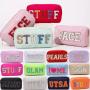 Keymay Ready In Stock Nylon Makeup Bag Zipper Pouch Travel Cosmetic Organizer for Women Girls Letter Patch Make Up Pouches