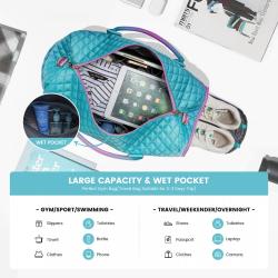 Fashion Gradient Travel Duffle Bag Unisex Carry On Luggage Bag with Shoe Compartment and Toiletry Pouch Weekender Overnight Bag