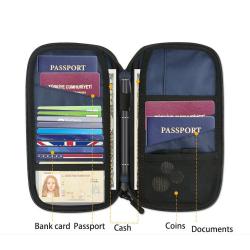 ZF223 Document Bag RFID Travel Passport Jacket Wallet Long Anti-theft Swipe Card Bag Oxford Waterproof Handheld Bag