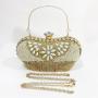 Custom Womens Sparkly Rhinestone Crystal pearls floral Clutch Bag Glitter Sequin Bridal Purse Evening Handbag for Wedding Party