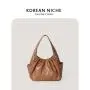 new trendy soft leather shoulder bag Pleated large capacity handbags Four seasons versatile hand bag for girls