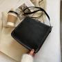 PU Leather Women's Messenger Bag 2024 New Design Bucket Bag Trendy and Fashionable Wide Strap Shoulder Single Crossbody Bag