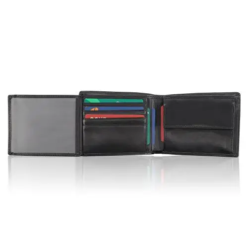 Custom size men leather wallet rfid blocking mens leather card wallet with coin purse