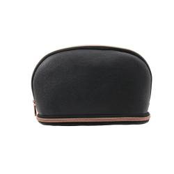 Black leather travel makeup storage women brush organizer zipper cosmetic bag gift