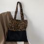 Custom Logo New Leopard Pattern Canvas Bag for Women's Shoulder Large Capacity Tote Bag Student Handbag