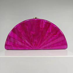 Women Brand design Half Moon Circular Barrel-Shaped Acrylic Box Clutch Purse Handbags Marble Mini Beach Summer Party Evening Bag