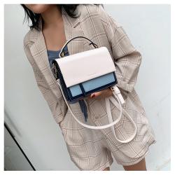 Leisure Women's Bag 2023 Korean Version New Color Contrast Women's Bag Fashion Small Thread Zipper Square Shoulder Bag