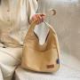 HR273 INS Solid Color Simple Underarm Bag Girls' Canvas Design Sense Handbag Student Class Daily Pairing One Shoulder Tote Bag