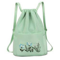 ZX005 Waterproof Fitness Training Travel Bag Oxford Embroidery Flower Casual Backpack Dry Wet Separation Sport Drawstring Bag