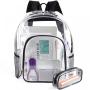 Customized Logo Heavy Duty PVC Transparent Backpack with Reinforced Strap Clear Bookbags for School College