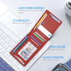Slim Wallets Money Clip for Men Leather Card Holder Wallet RFID Blocking Front Pocket Bifold Minimalist Credit Card Case